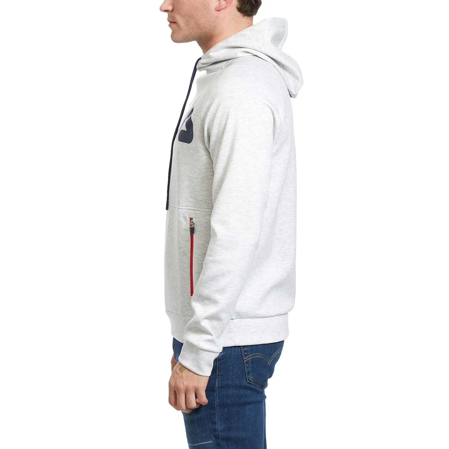Fila Men's Ezra Tech Hoodie Light Grey Marl-Peacoat-Chinese Red