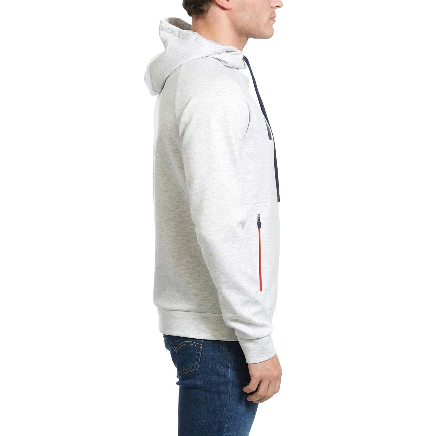 Fila Men's Ezra Tech Hoodie Light Grey Marl-Peacoat-Chinese Red