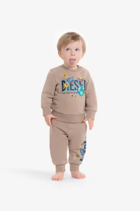 Fleece jogger trousers with funny graphic