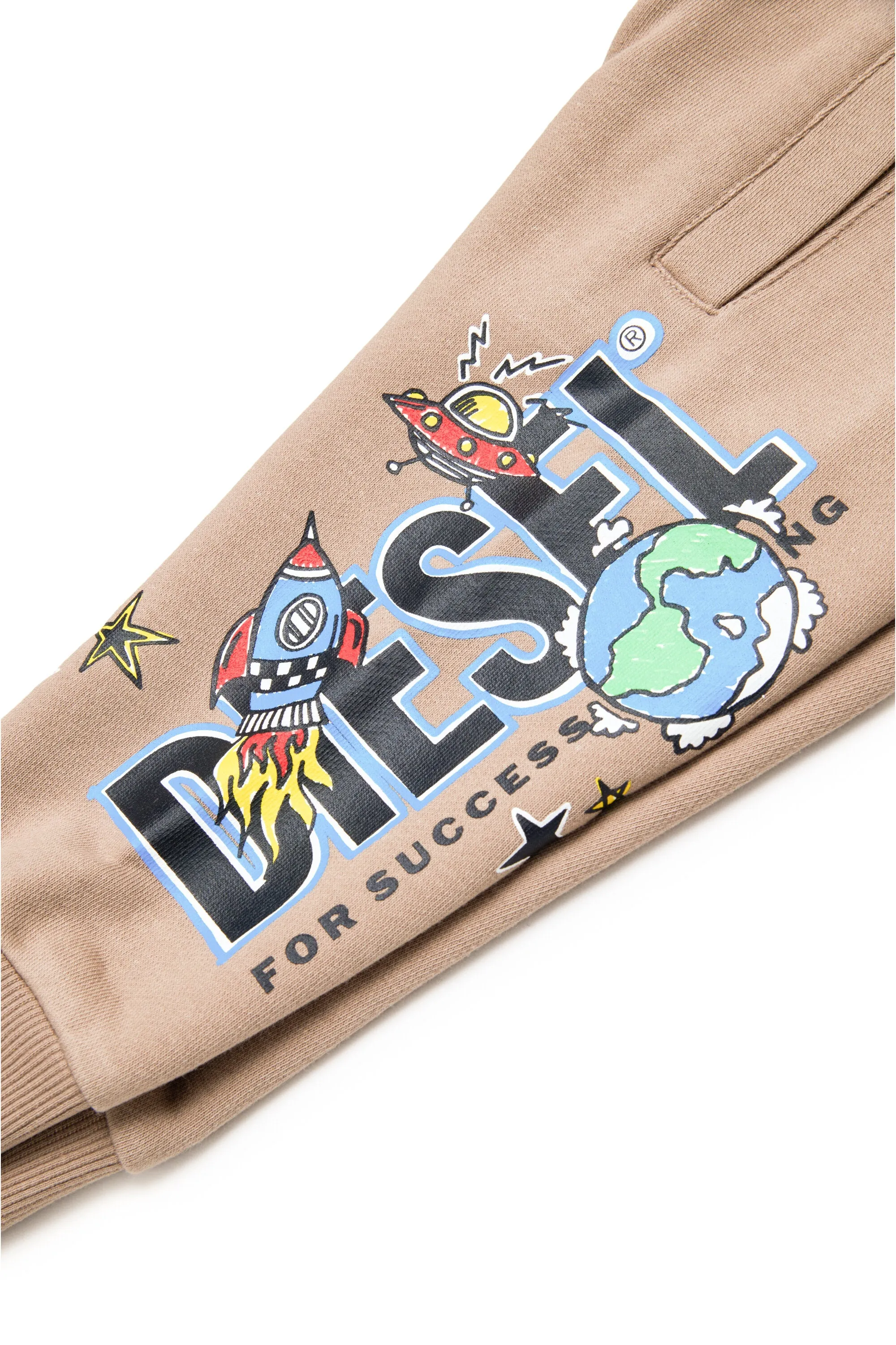 Fleece jogger trousers with funny graphic