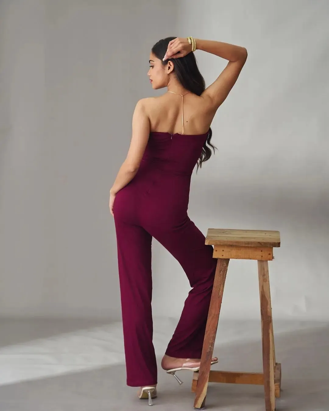 Front Knot Off Shoulder Jumpsuit