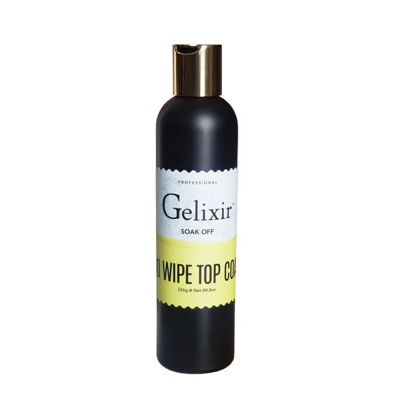 GELIXIR No Wipe Gel Top Coat Refill 8oz & 12 bottles 0.5oz