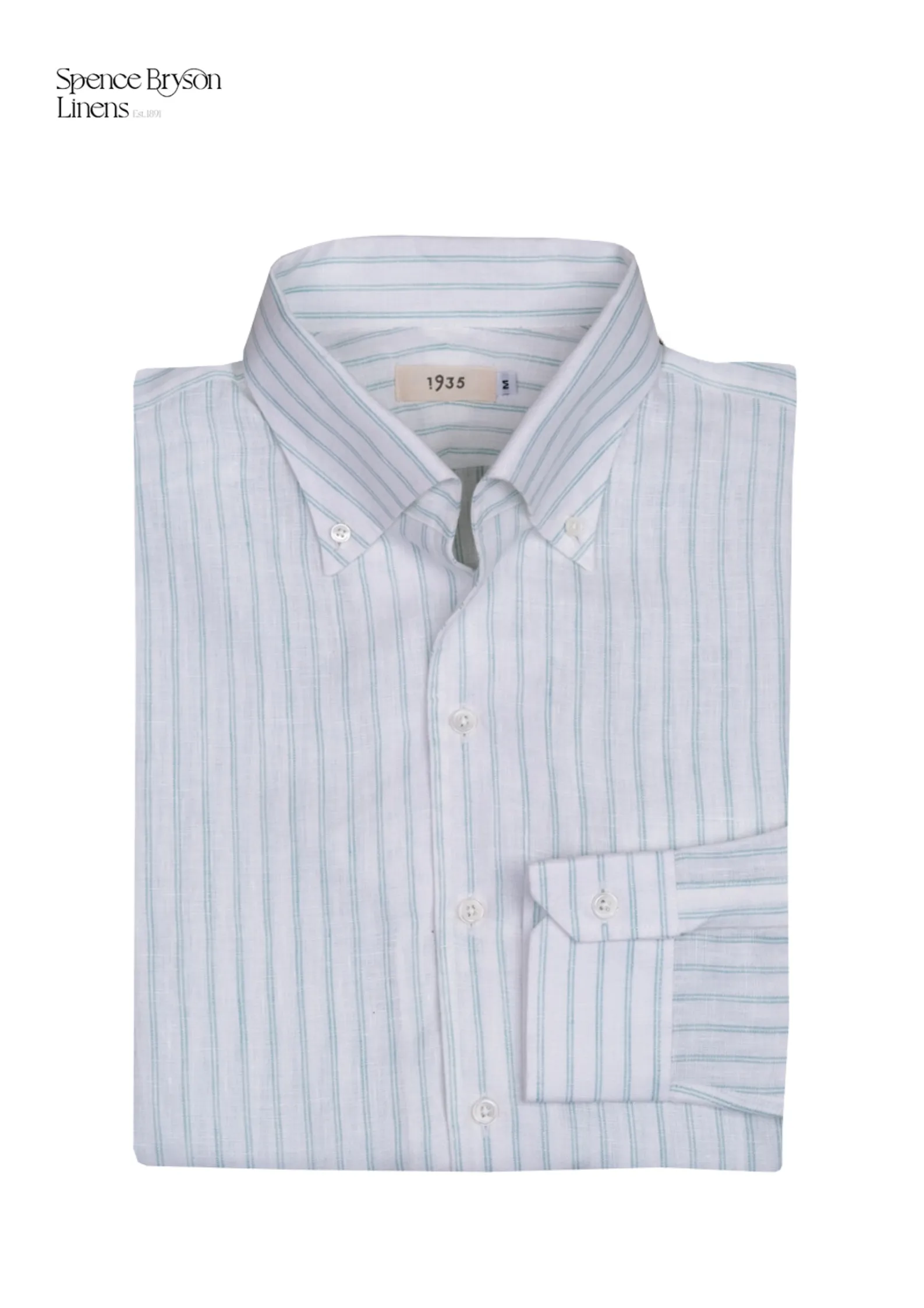 Green Stripes Linen One Piece Collar Men Shirt