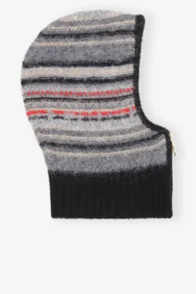 Grey Striped Soft Wool Balaclava