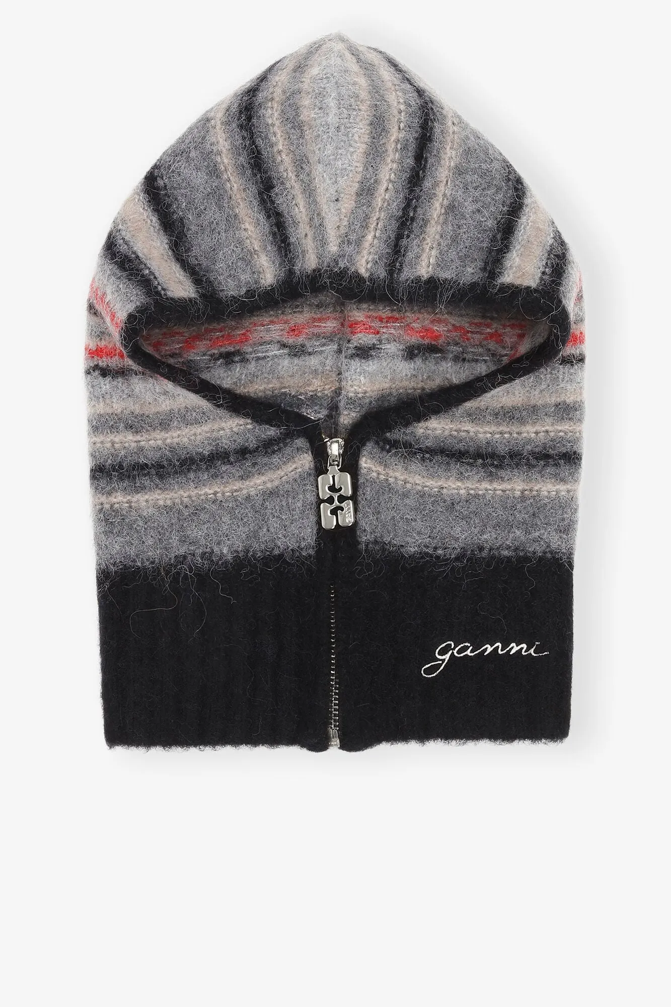 Grey Striped Soft Wool Balaclava