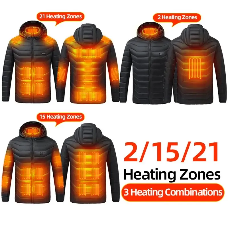 Heated Jackets For Men And Women Usb Electric Heated Hoodie Winter Heating Clothing Warming Hunting Coat Rechargeable