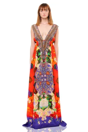 High Slit Red Designer Dress