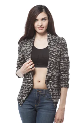 Hollywood Star Fashion Slim Casual Suit Blazer Ethnic Print Half Sleeve Jacket Coat