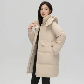 Hooded Zip-Up Padded Long Coat