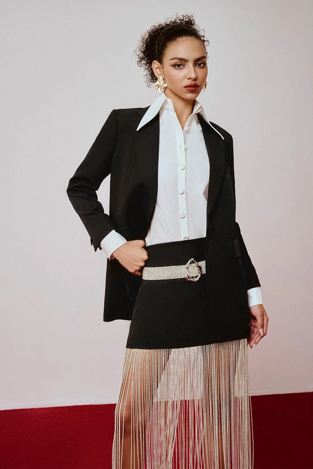 Hubby Straight Notch Lapel Cotton Blazer