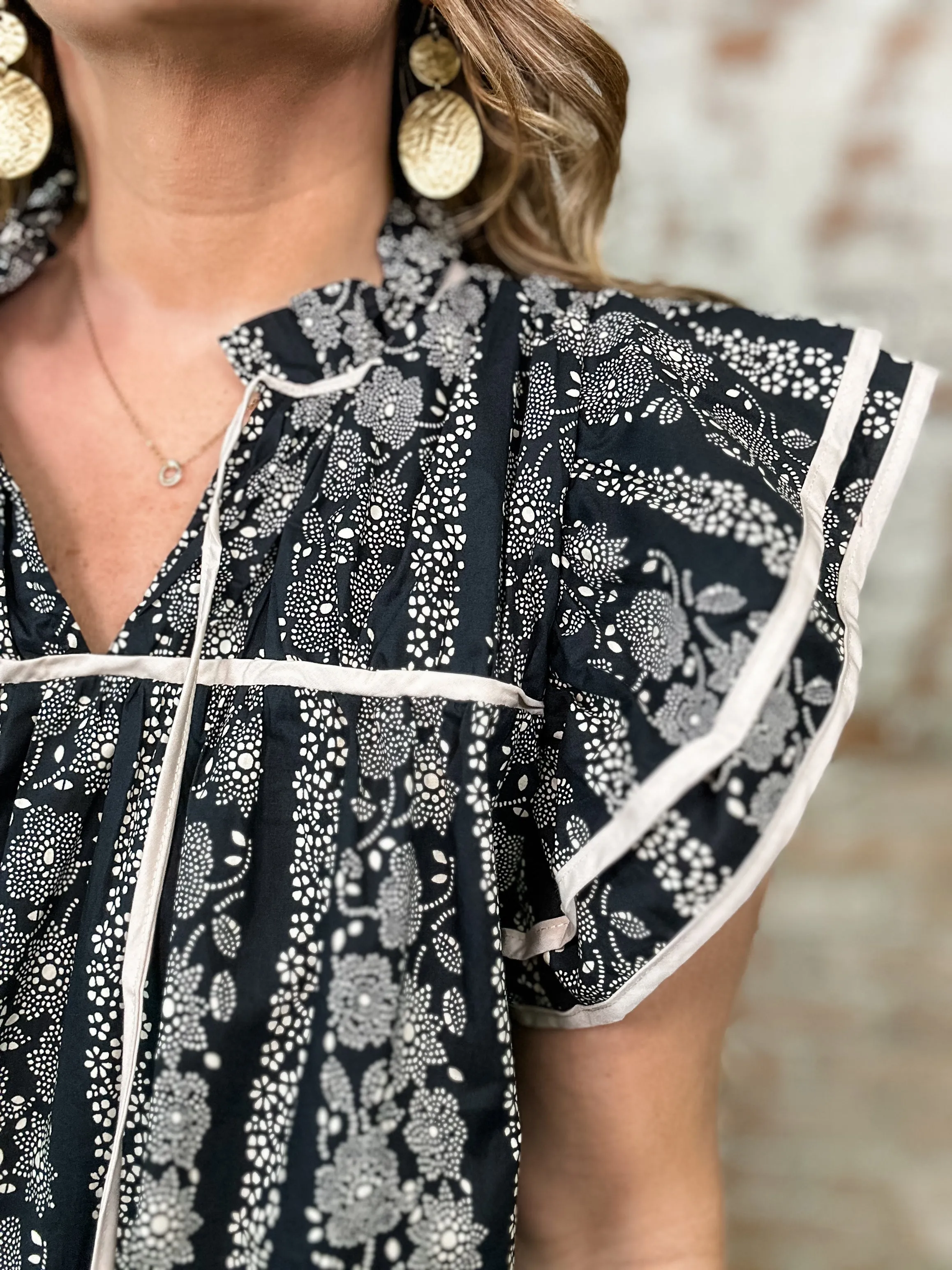 Keene Floral Print Piping Detail Top - FINAL SALE