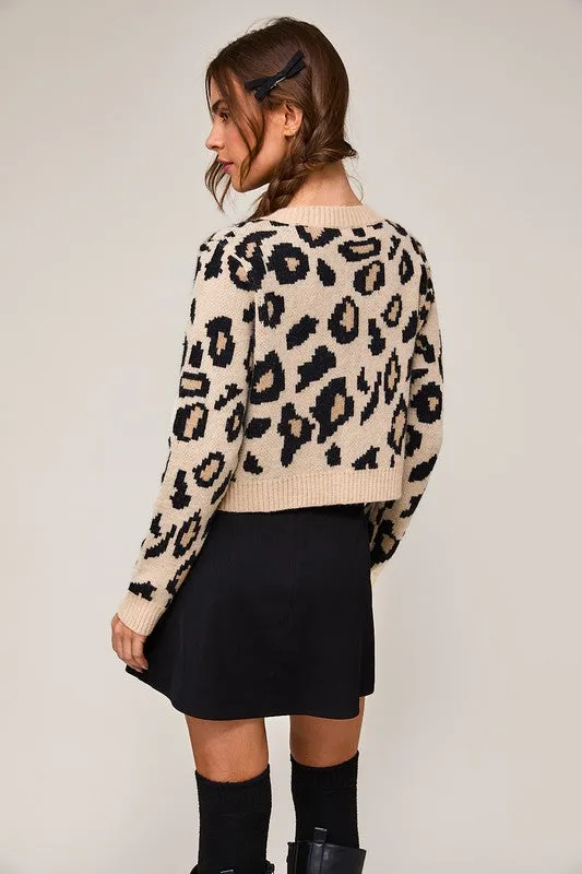 Leopard Bow Tie Front Cardigan