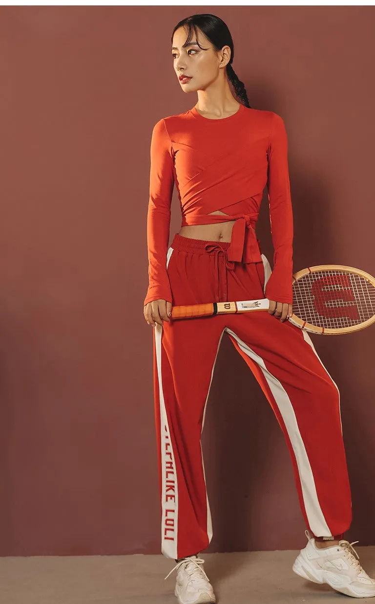 LOLI DESIGN LONG SLEEVE WRAP FRONT CROP TOP
