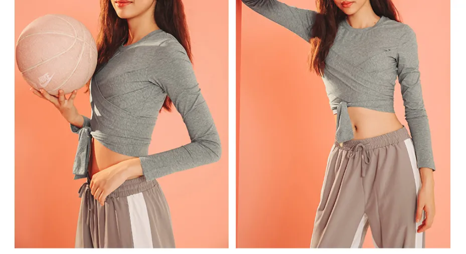 LOLI DESIGN LONG SLEEVE WRAP FRONT CROP TOP