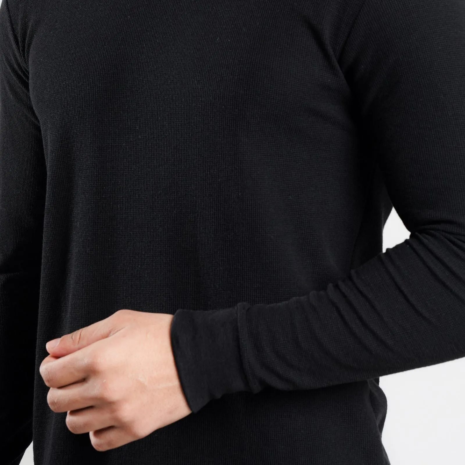 Long Sleeves Mini Thermal Black Tee Shirt |  Pack of 6, 12, 24 and 48.