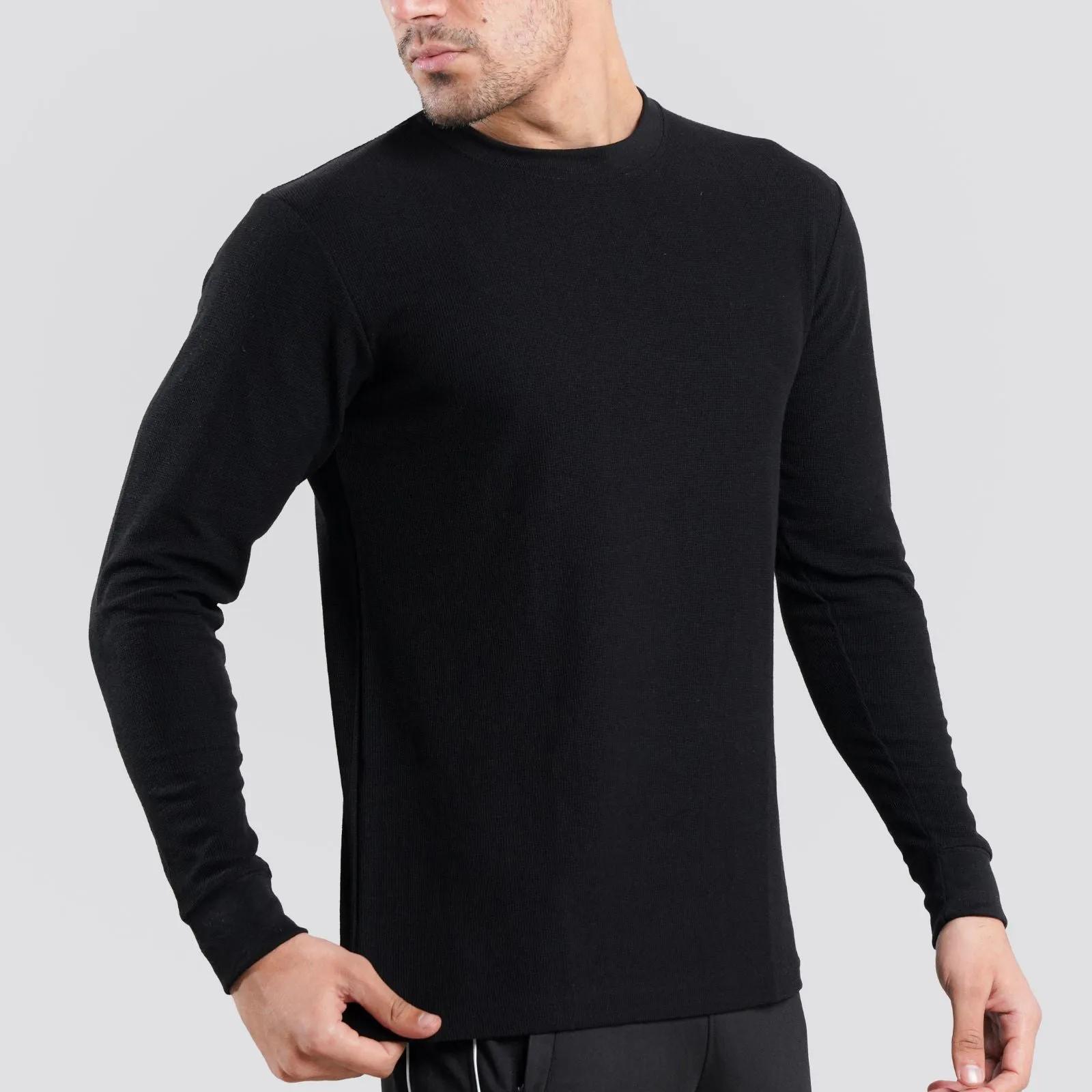Long Sleeves Mini Thermal Black Tee Shirt |  Pack of 6, 12, 24 and 48.