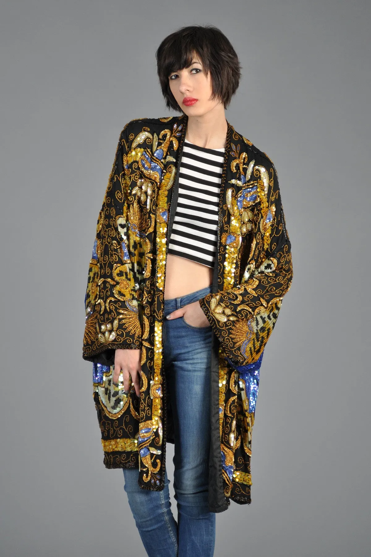 Luxe Baroque Sequin Leopard Trophy Jacket