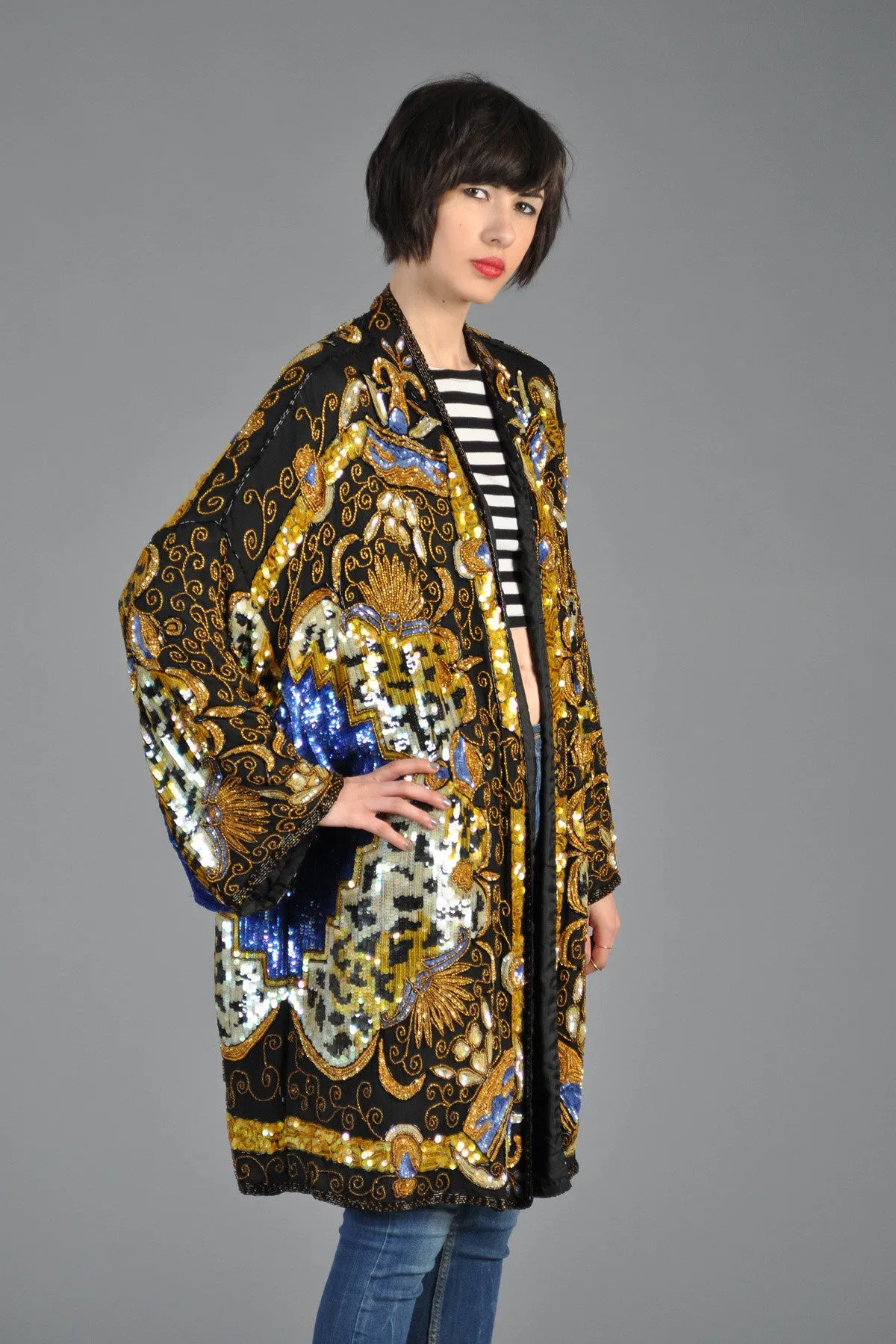 Luxe Baroque Sequin Leopard Trophy Jacket