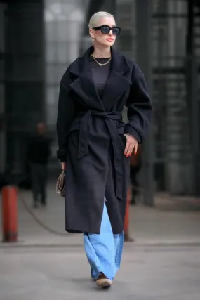MDX Black Oversize Long Women's Coat MG1584 - Hagen
