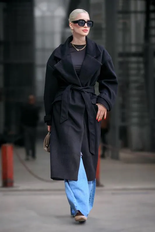 MDX Black Oversize Long Women's Coat MG1584 - Hagen