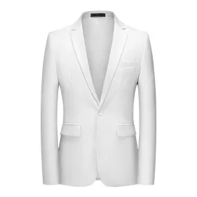 Men Blazer - White 1-Button Style Formal Blazer