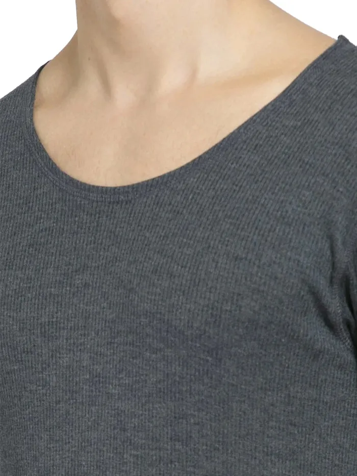 Men's Charcoal Melange Thermal Short Sleeve Vest