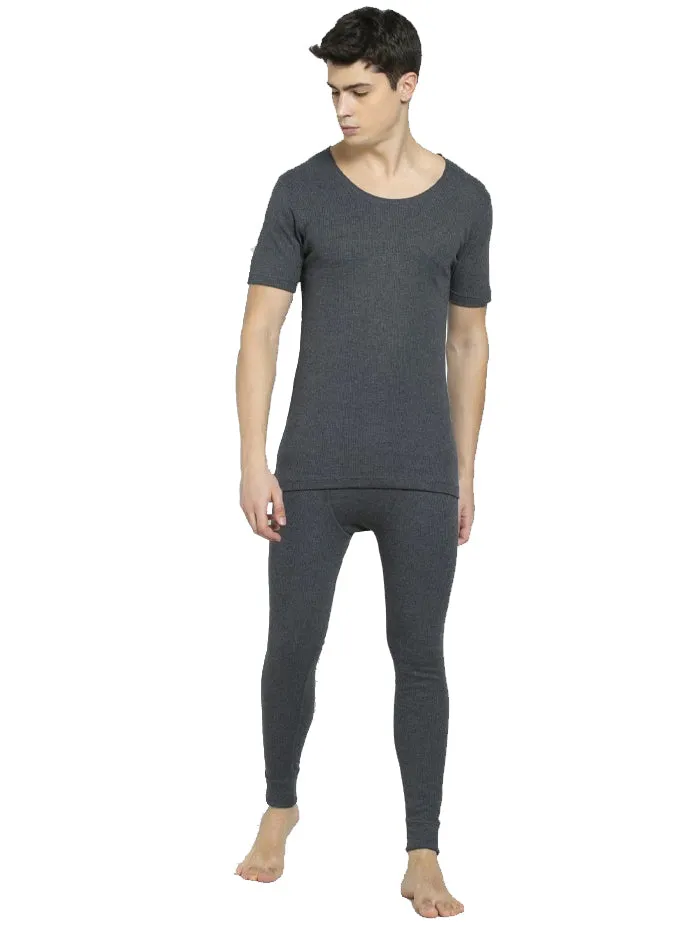 Men's Charcoal Melange Thermal Short Sleeve Vest