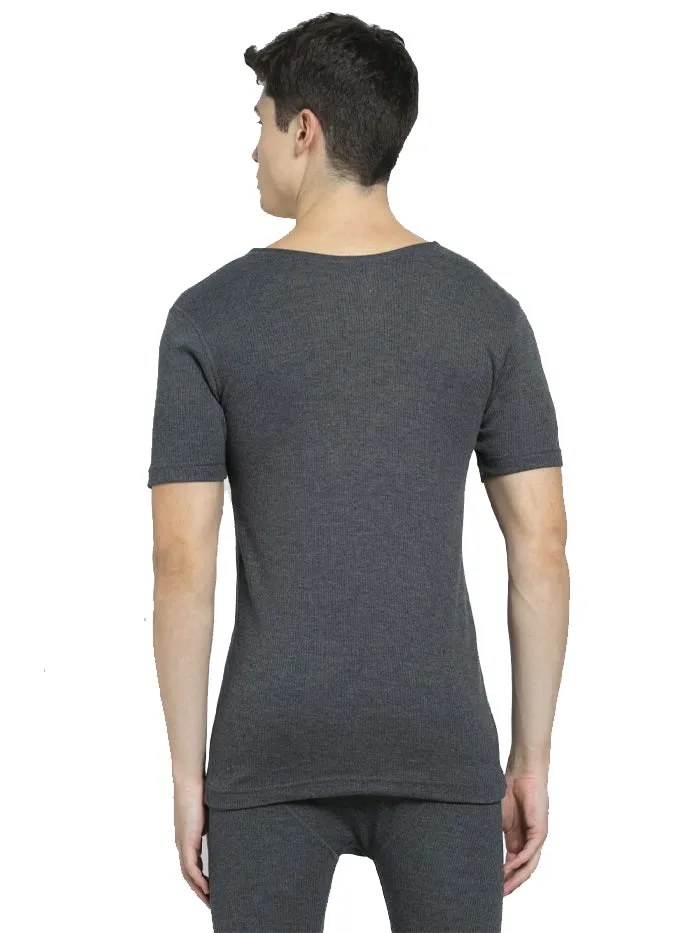 Men's Charcoal Melange Thermal Short Sleeve Vest