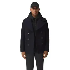 Men's Dark Blue Wool Navy Peacoat - Classic & Warm Winter Coat