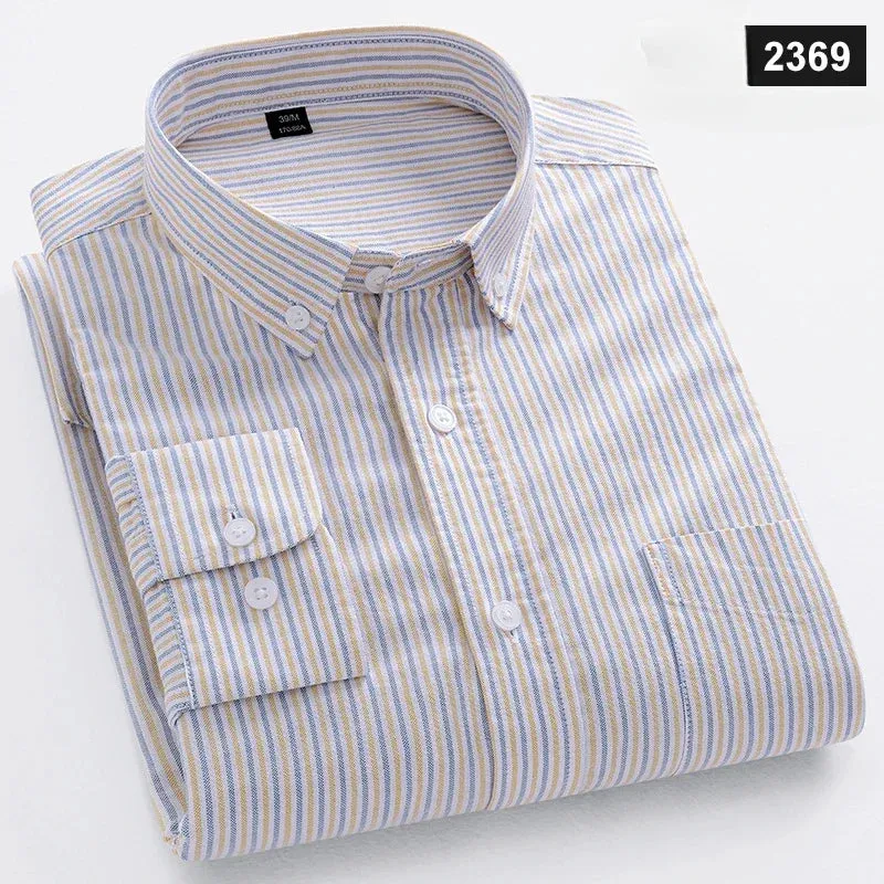 Men's slim fit shirt 100% cotton long-sleeve shirts plaid