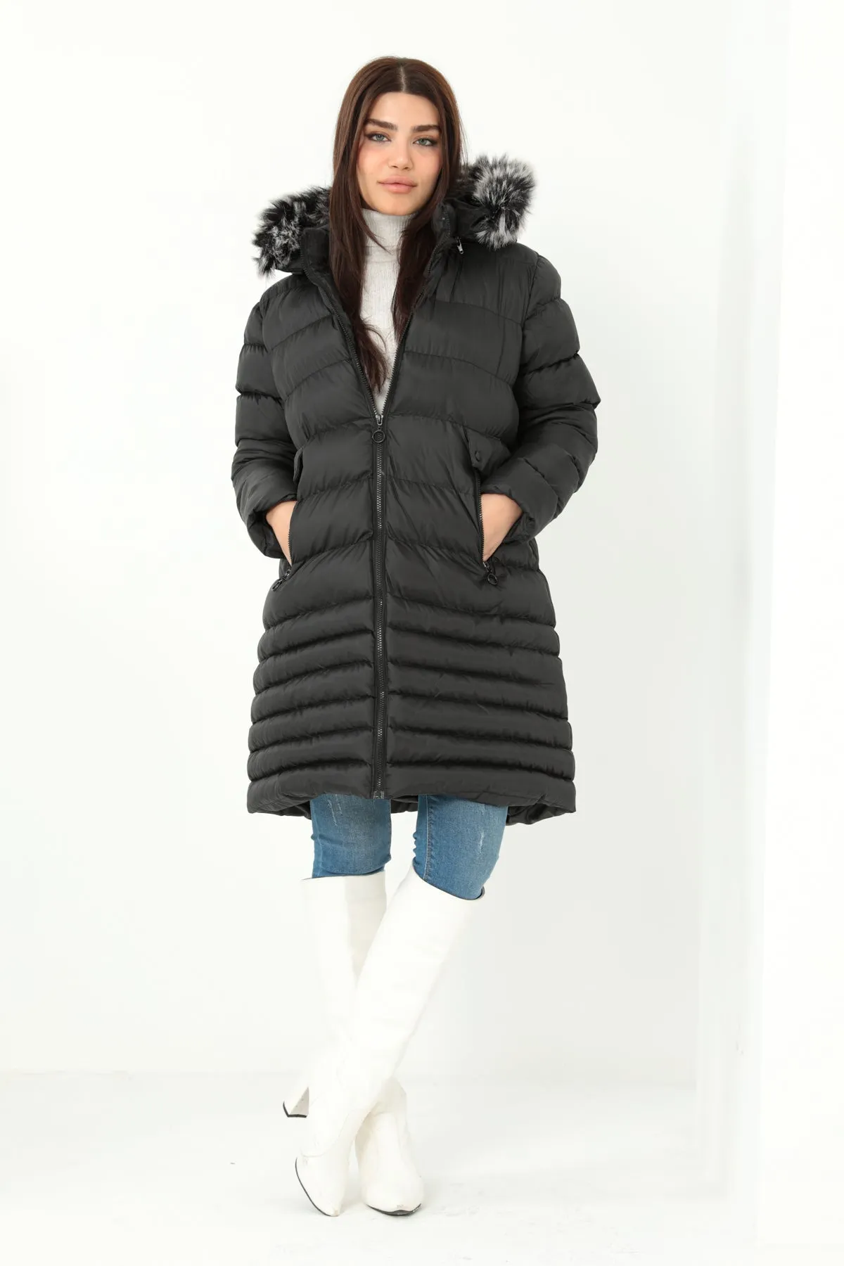MPL Women's Regular Fit Lined Hooded Comfortable Coat 5010 - Hayes