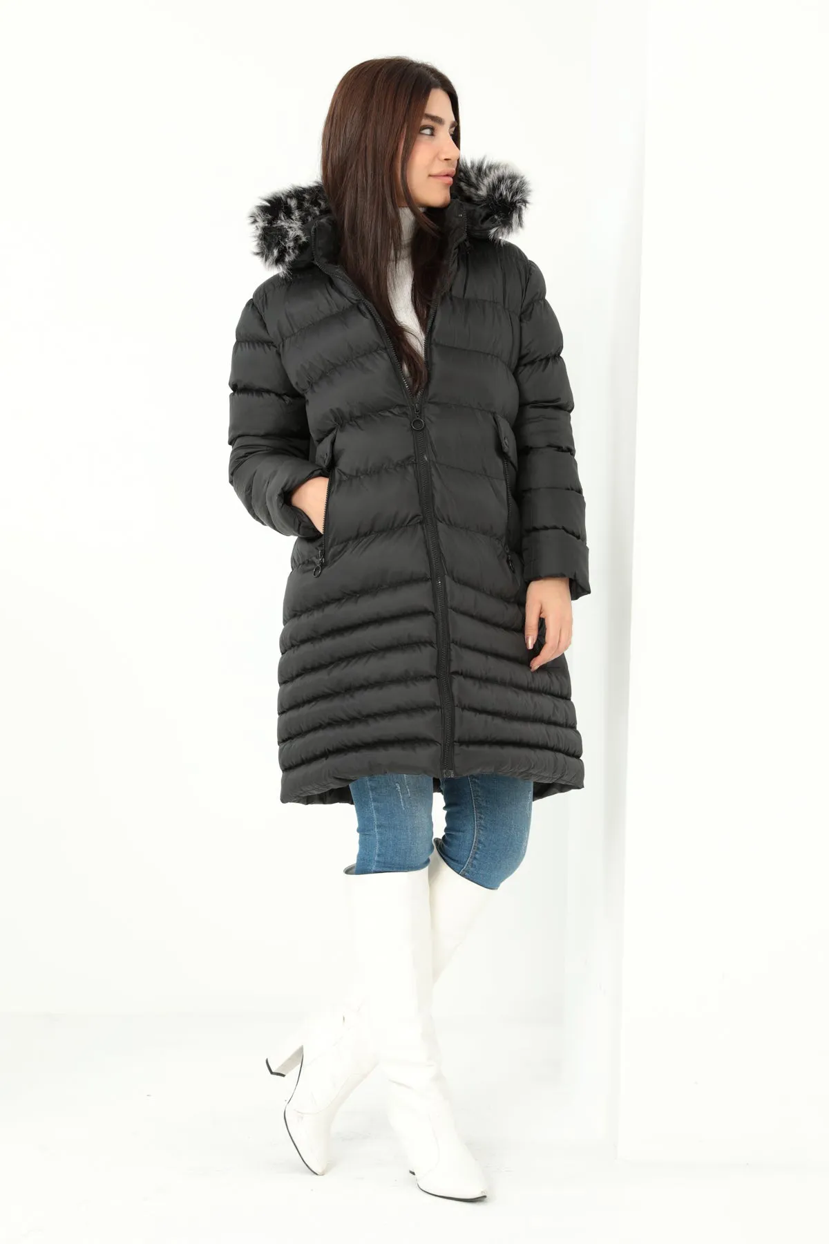 MPL Women's Regular Fit Lined Hooded Comfortable Coat 5010 - Hayes