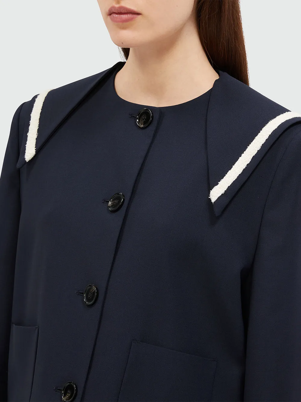 MSGM Tailoring Navy Blue Cool Wool Peacoat (ฺNavy)