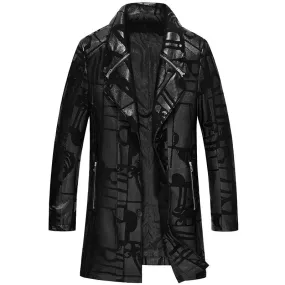 Natural Sheepskin Leather Men's Trench Coat