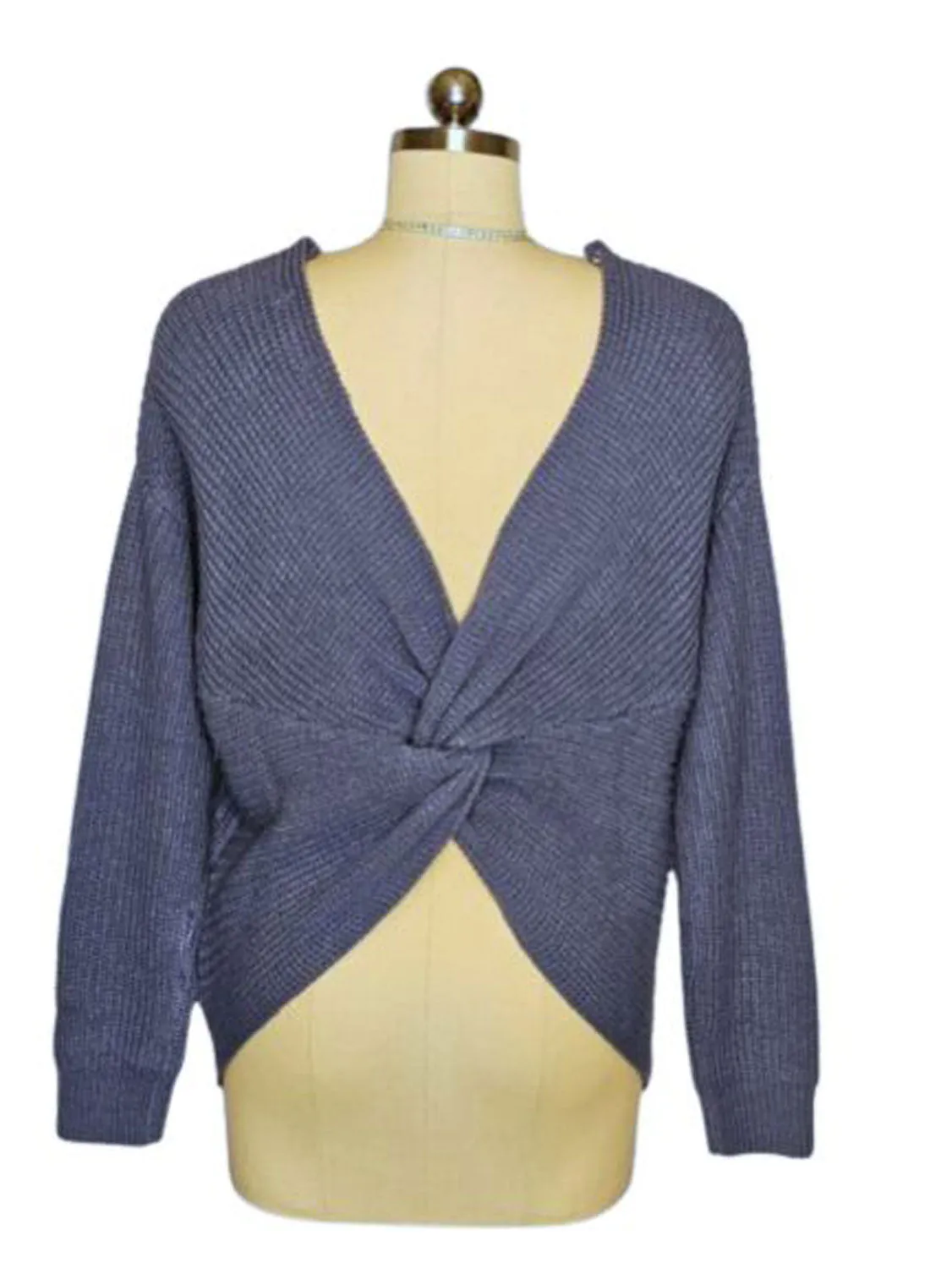 NEW - LOVE TREE SWEATER WITH TWISTED KNOT DEEP V BACK
