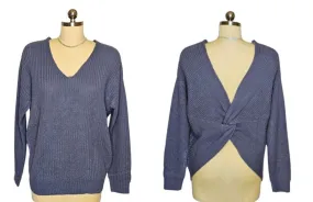 NEW - LOVE TREE SWEATER WITH TWISTED KNOT DEEP V BACK