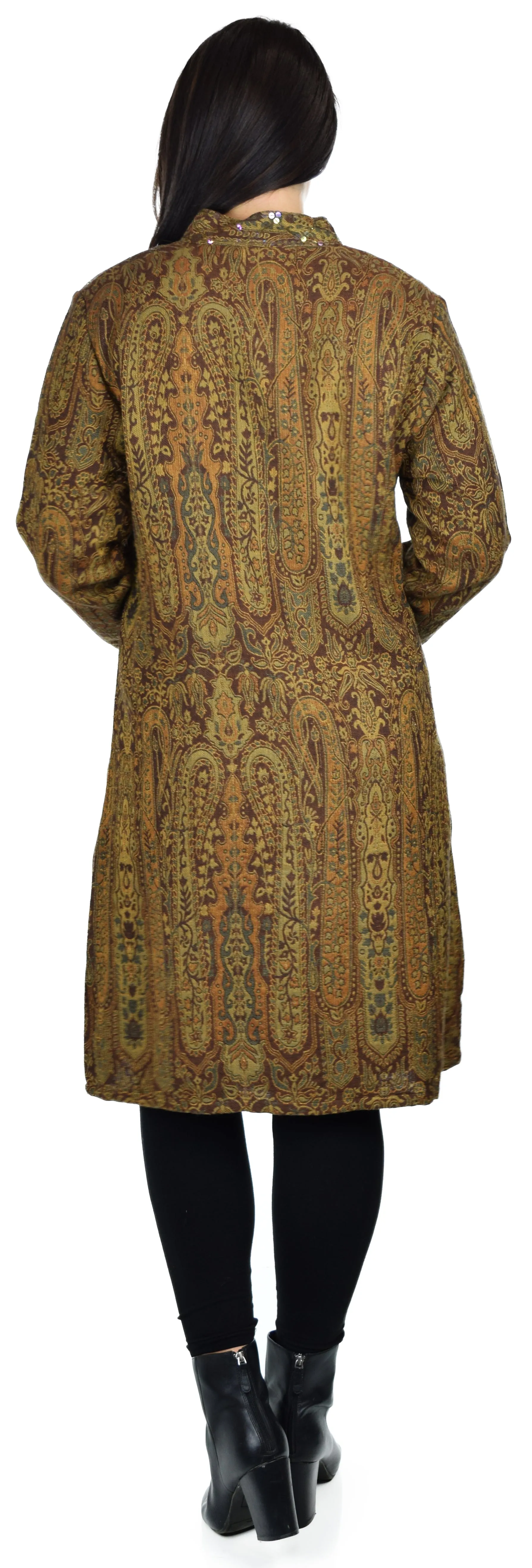 New Wool blend Coat, Wool coat,  Sequin work, Plus size coat, Woman coat, Jamawar Coat, Paisley Coat.