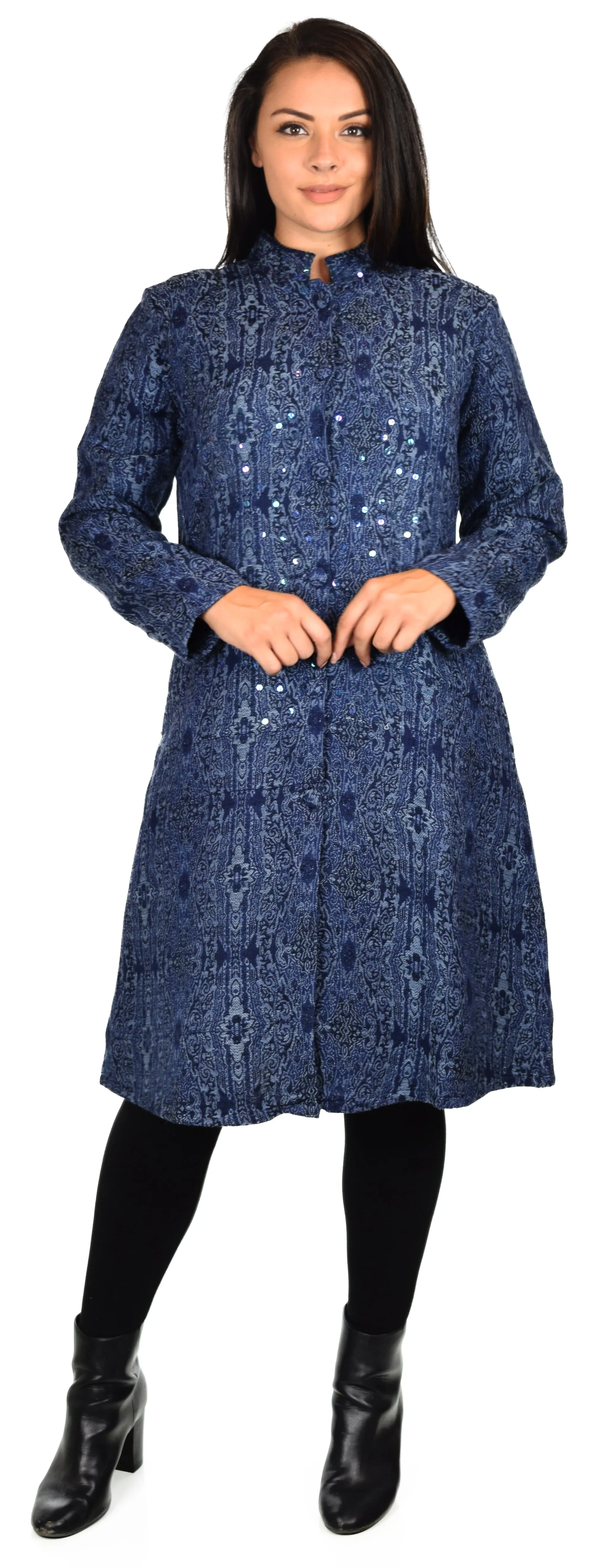New Wool blend Coat, Wool coat,  Sequin work, Plus size coat, Woman coat, Jamawar Coat, Paisley Coat.