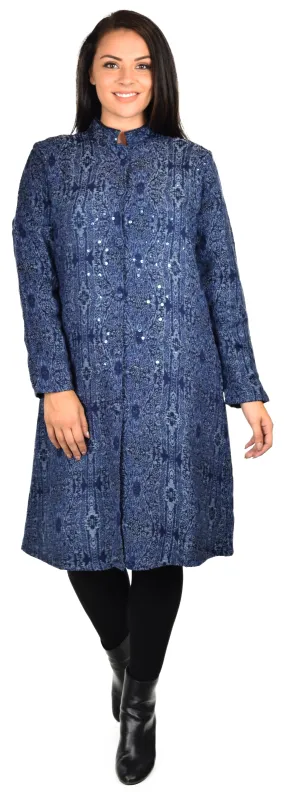 New Wool blend Coat, Wool coat,  Sequin work, Plus size coat, Woman coat, Jamawar Coat, Paisley Coat.