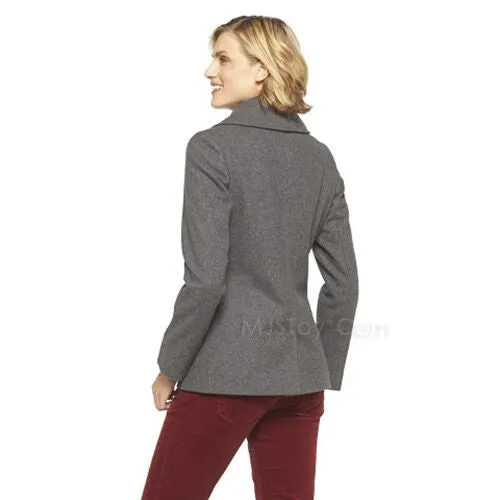 NWT Merona Women's Double Breasted Peacoat Wool Jacket Stylist Coat Gray/Black S