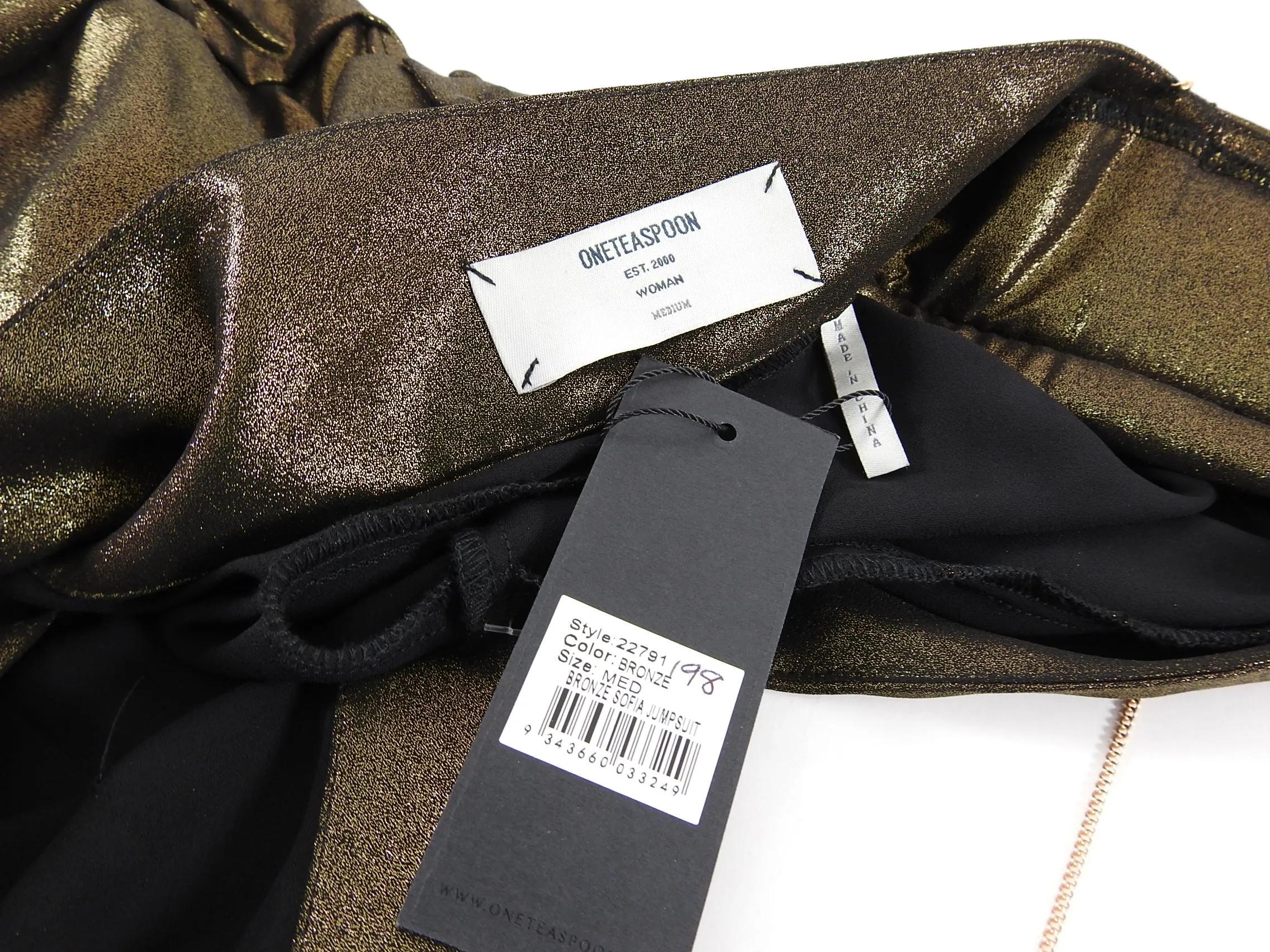 One Teaspoon Bronze Metallic Sofia Jumpsuit - M
