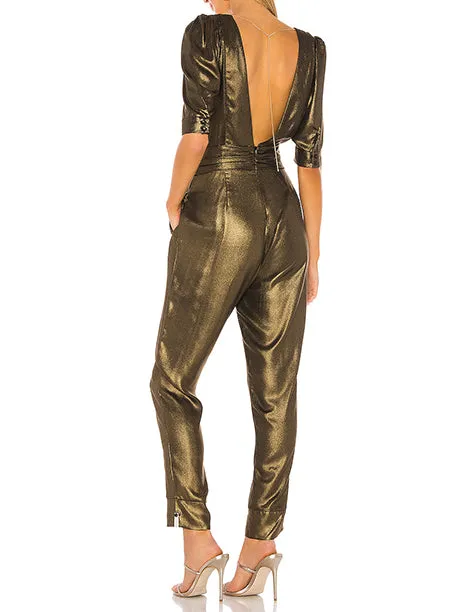One Teaspoon Bronze Metallic Sofia Jumpsuit - M