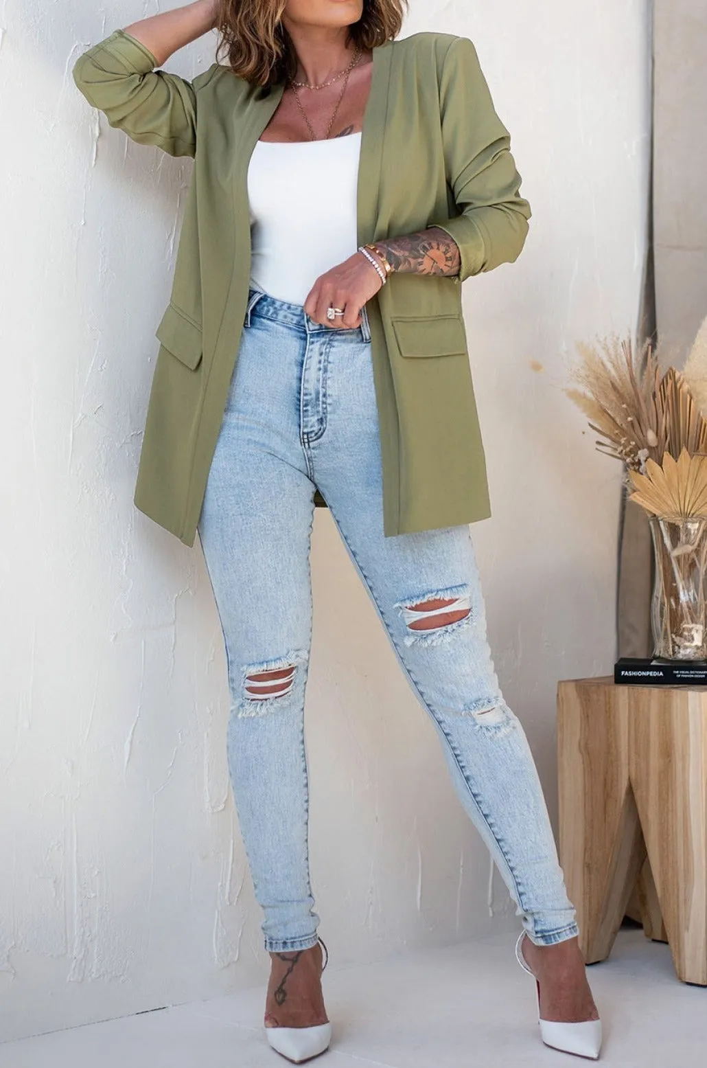 Open Front Detail Blazer