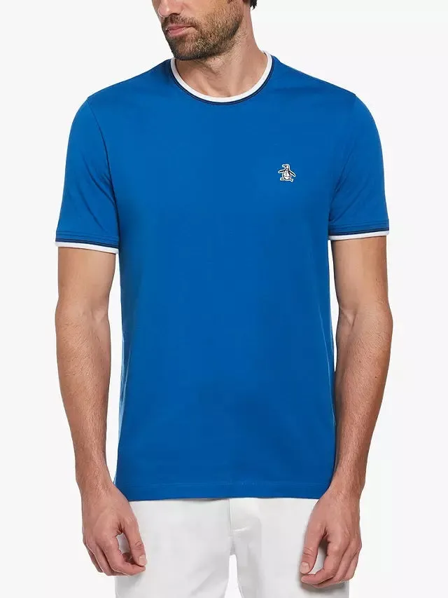 Original Penguin Sticker Pete Tipped Ringer Organic T-Shirt - Classic Blue