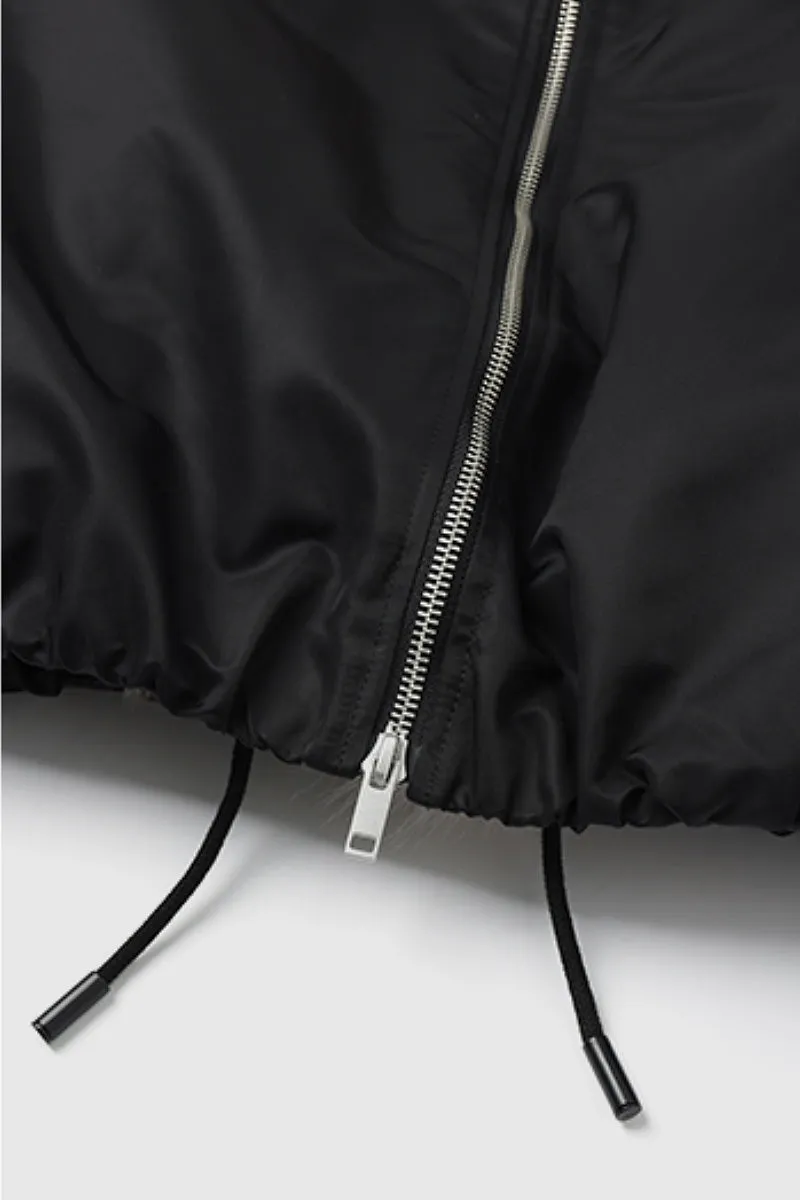 Oversized Water Repellent Bomber Puffer Coat with Toscana Shearling Collar