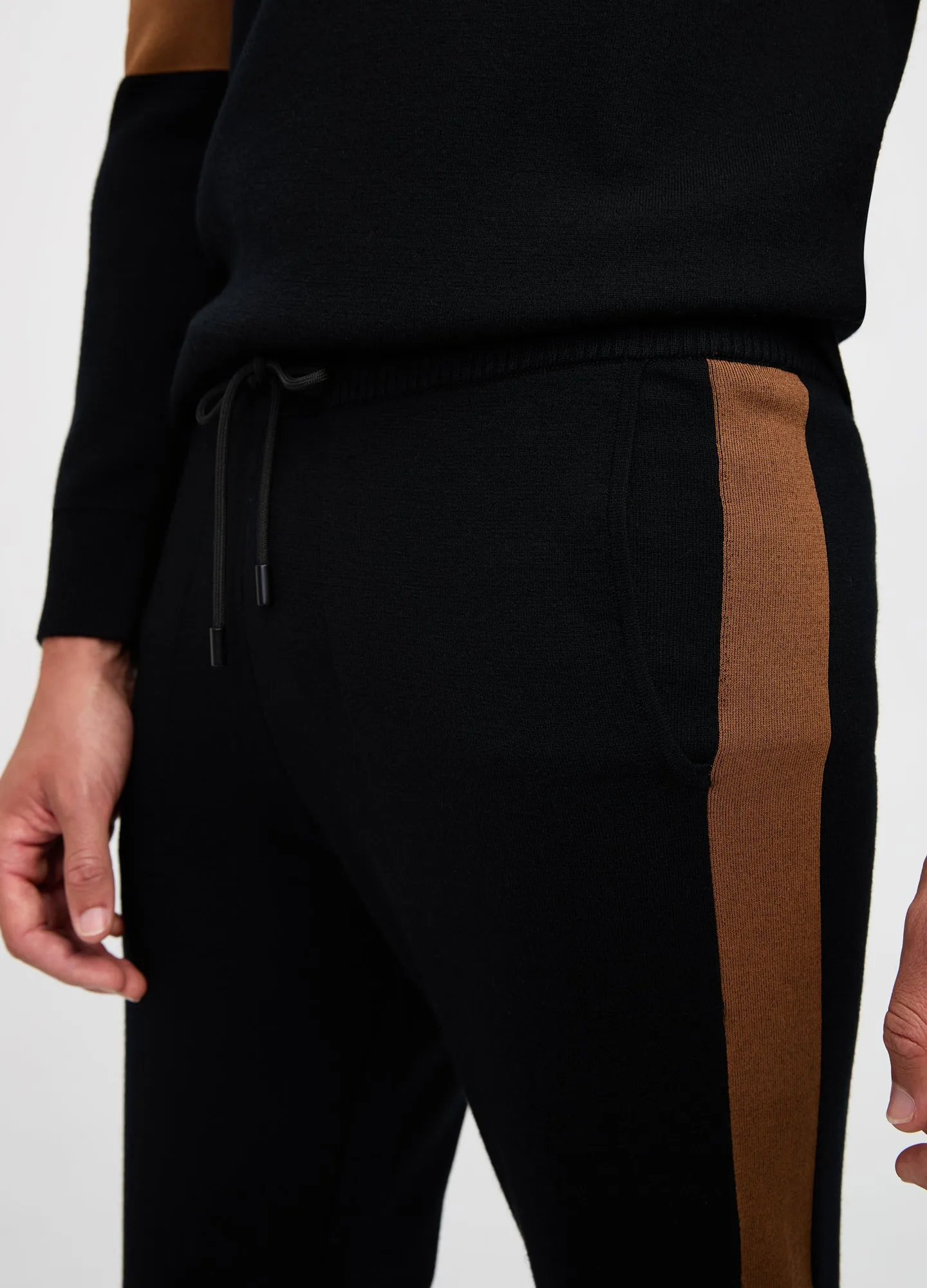 Panelled Knit Track Pant Black