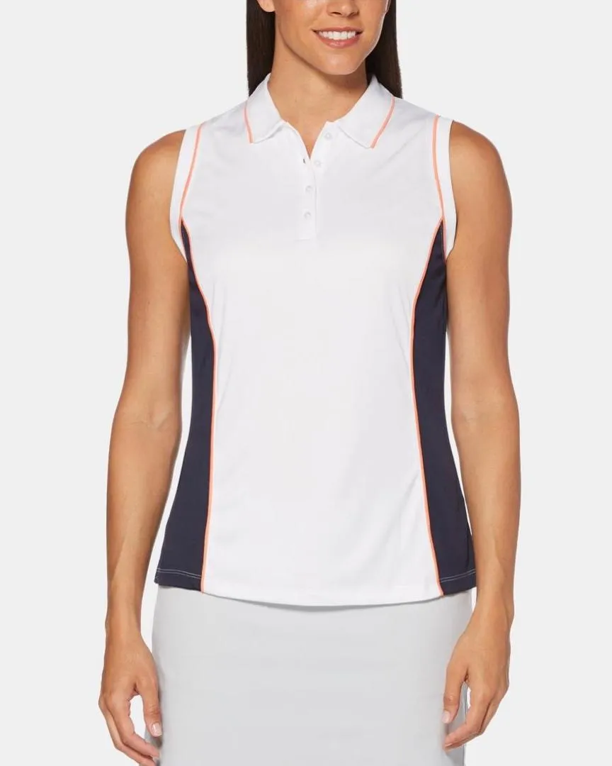 Pga Tour Hourglass Colorblocked Sleeveless Golf Polo - Peacoat