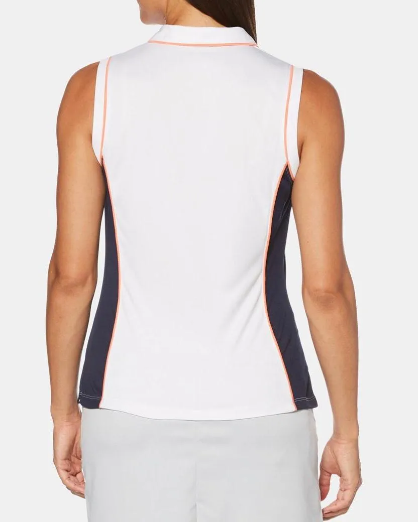 Pga Tour Hourglass Colorblocked Sleeveless Golf Polo - Peacoat