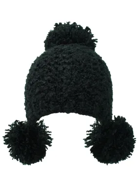 Plush Knit Triple Pom Pom Beanie Cap