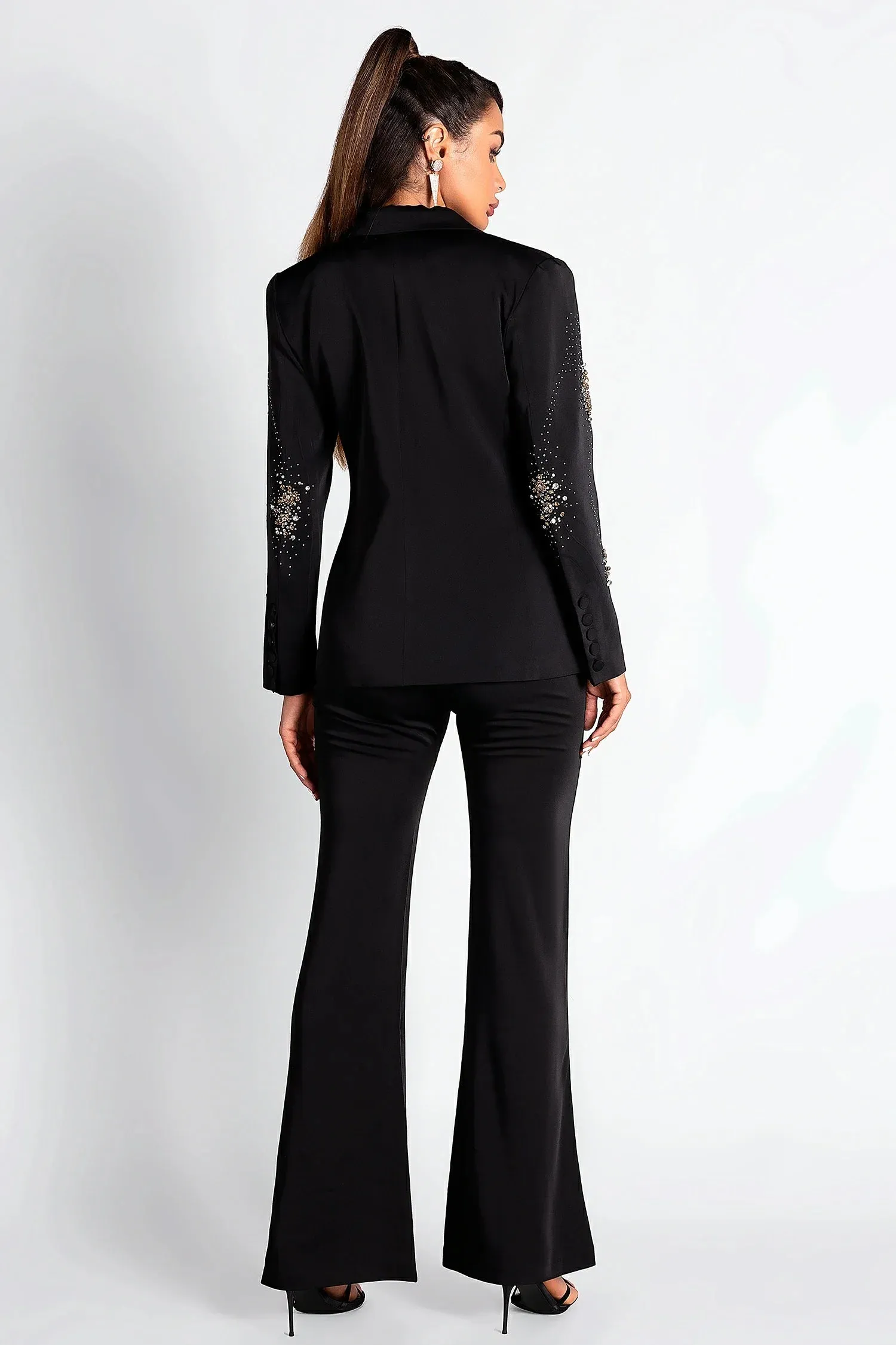 Quaashie Beaded Rhinestone Blazer Set
